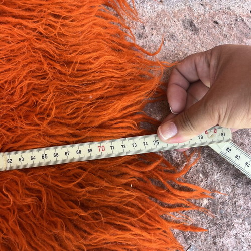 Traditional handmade wool flokati rugs orange and purple, 130x75 cm