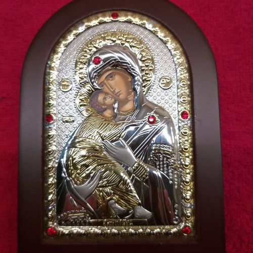 Silver icon Theotokos of Vladimir new with 950 silver