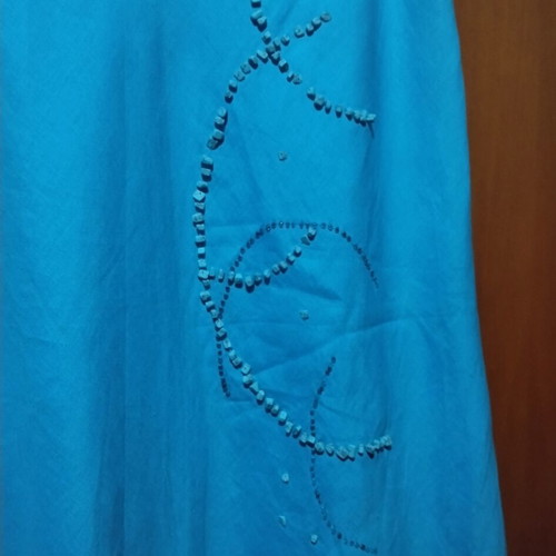 Vintage set Absolute by Sorotos linen top and turquoise skirt like new