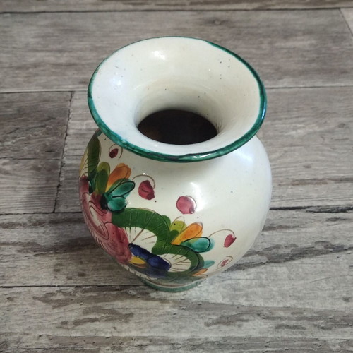 Vintage Italian ceramic vase in Maiolica style