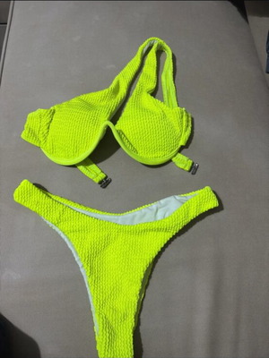 Shein one-shoulder swimsuit yellow neon like new