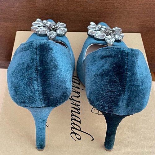 Fairymade petrol velvet pumps like new, 10cm heel, size 39