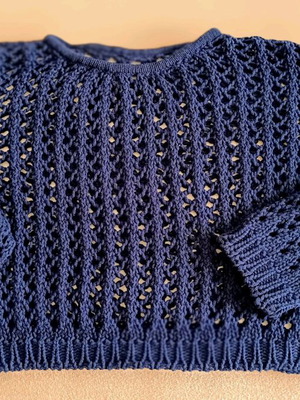 BRC Blue Pullover with Loose Knit Like New, Size M