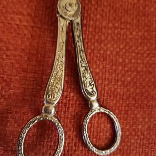 Serving tongs vintage used, silver engraved