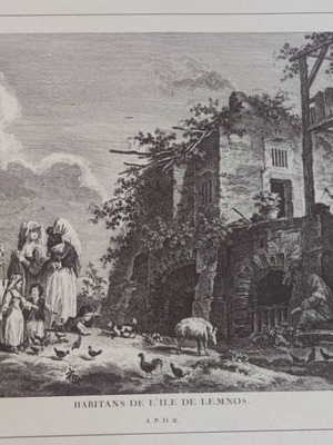 Engraving Habitans de l'ile de Lemnos used, 50x35 cm