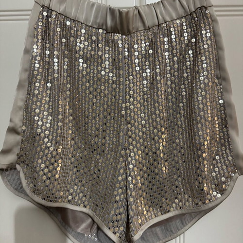 Sequin shorts new, size M, beige with lining