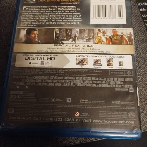 Exodus Gods And Kings Blu-ray restored with English and Spanish subtitles