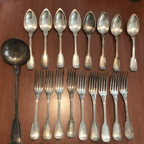 Christofle cutlery set used, silver plated, vintage, 18 pieces