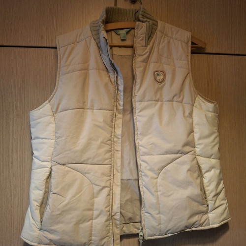 Puffer sleeveless vest used, size M, beige