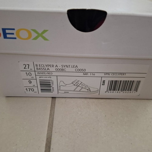 Geox sneakers size 27 EU used, white and red boys' shoes