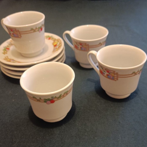 Greek coffee cups used, set of 4 with saucers