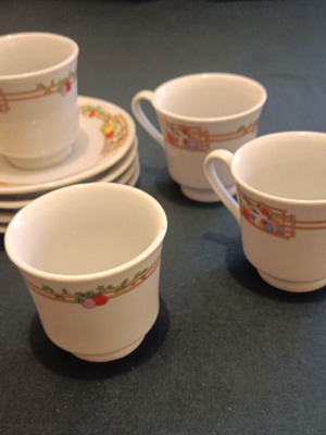 Greek coffee cups used, set of 4 with saucers
