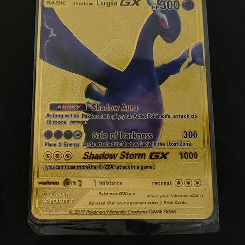 Shadow Lugia GX Pokemon Collector's Gold Metal Card like new