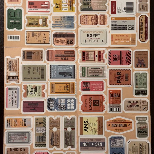 Travel stickers like new, pack of 60 pieces