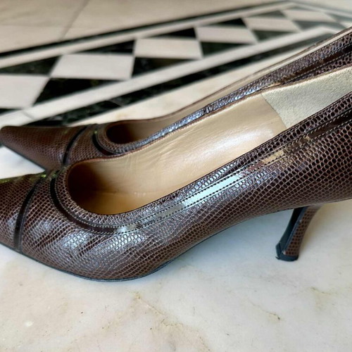 J. Bournazos leather pumps with snake pattern like new