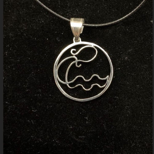 Handmade silver Aquarius symbol