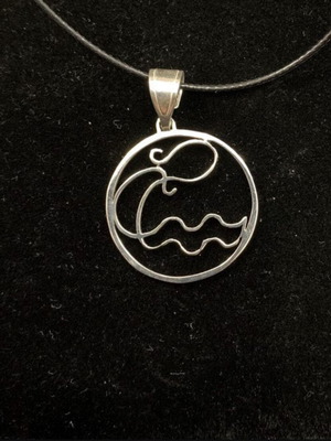 Handmade silver Aquarius symbol