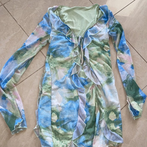 Boohoo dress size S, blue and green