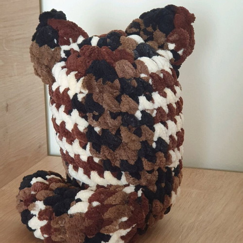 Amigurumi Cat Doll Brown Black Knitted Handmade New