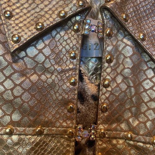 Gizia leather jacket used, gold, size S