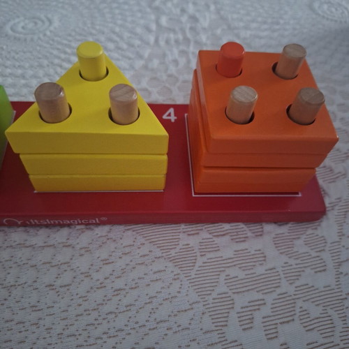 Wooden shape sorting and number matching toy like new
