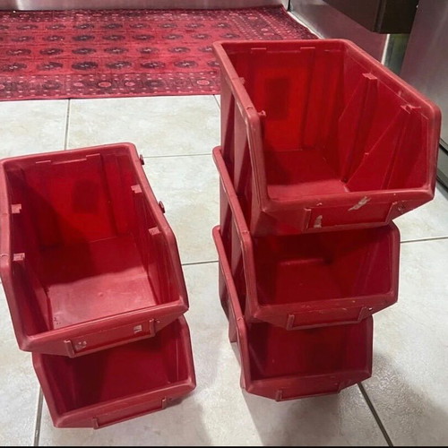 Plastic storage shelves used, pack of 5, made in Italy