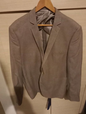 Blazer σακάκι ανοιξιάτικο αφορετο, 100% βαμβάκι, μπεζ καφέ XXL