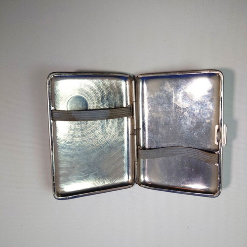 Engraved metal cigarette case vintage tobacco box used