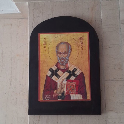 Wooden handmade religious icon new, decoupage technique