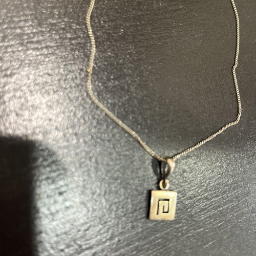 Necklace with Greek Key pendant 925 silver, like new