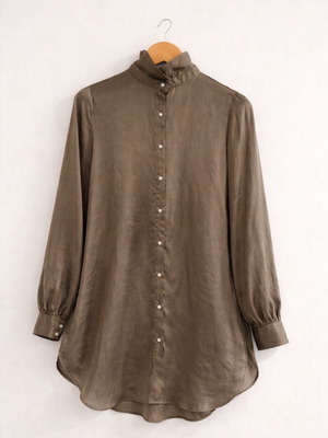 Σατέν πουκαμίσα Zara oversized, καινούργια, Xsmall, γήινη απόχρωση