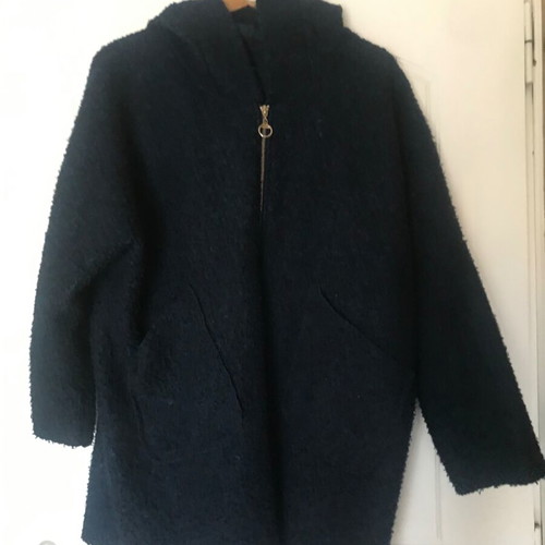 Bouclé jacket blue with hood like new