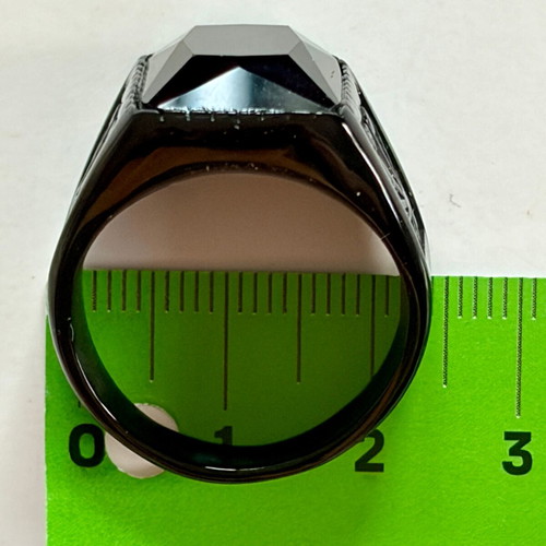 Black Crystal Signet Ring brand new, palm leaf design, 316L stainless steel