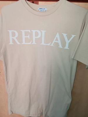 Replay beige women's T-shirt, size S, wide fit