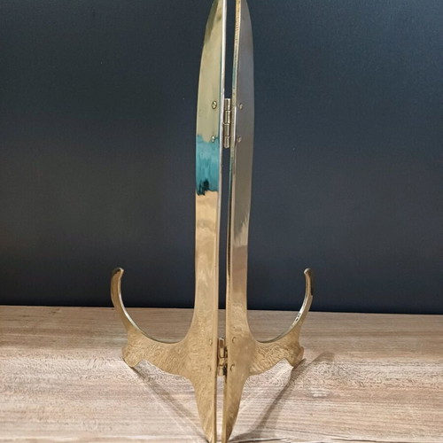 Brass display easel used, solid brass folding support stand