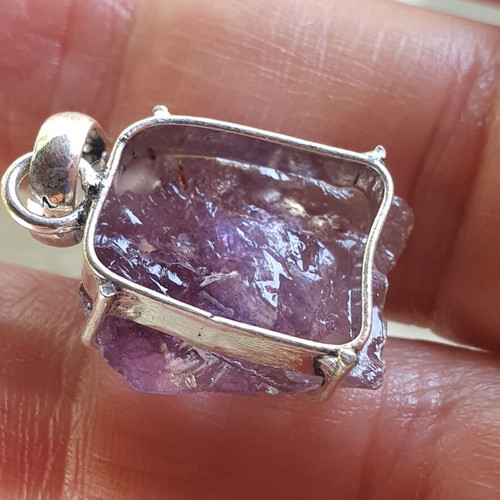Amethyst pendant silver plated, new