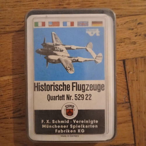 Schmid card game set with planes, ships, trains, cars, retro