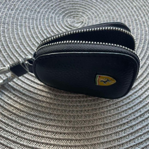 Ferrari leather car key case new, black and gray
