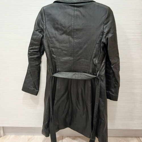Long black leather jacket size S like new, TIMBER LEATHER