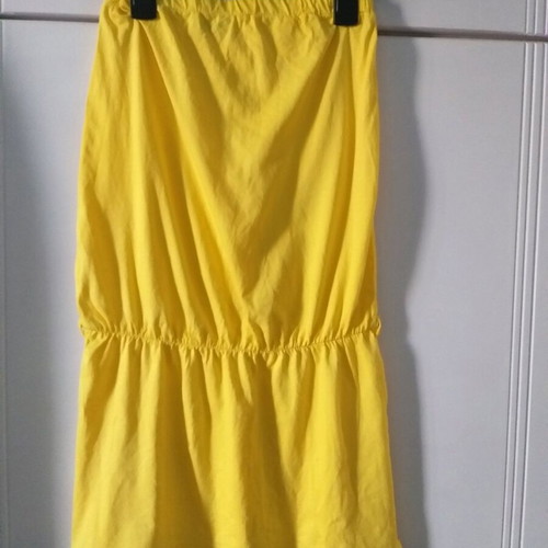 Strapless yellow mini beach dress