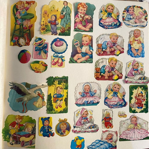 Vintage embossed baby scrapbook collection used, 1960s-70s