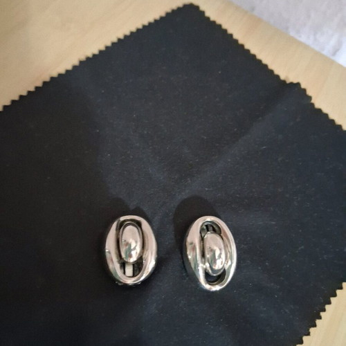 Earrings used silver clip-on 70's vintage