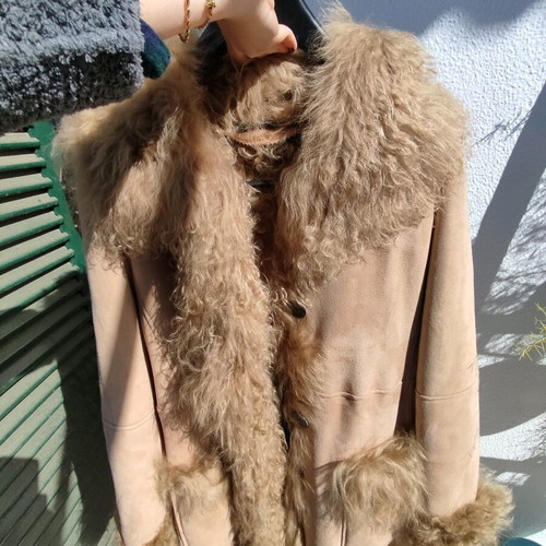 Zara natural lamb fur coat size M like new
