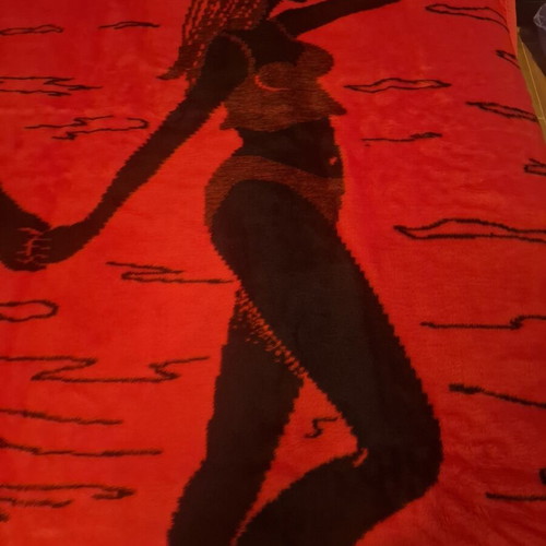 Vintage velour blanket Naoussa double-sided, like new, made in Greece