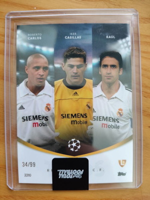 Topps Total Football Real Madrid Trios Roberto Carlos Casillas Raul 99 card like new