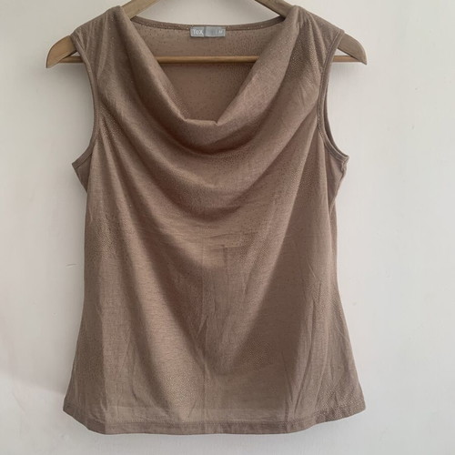 Tex M sleeveless top used, beige and brown