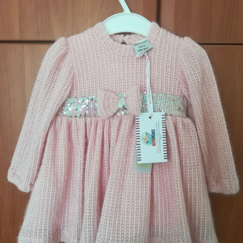 Matou France pink baby dress new, formal for 9 months