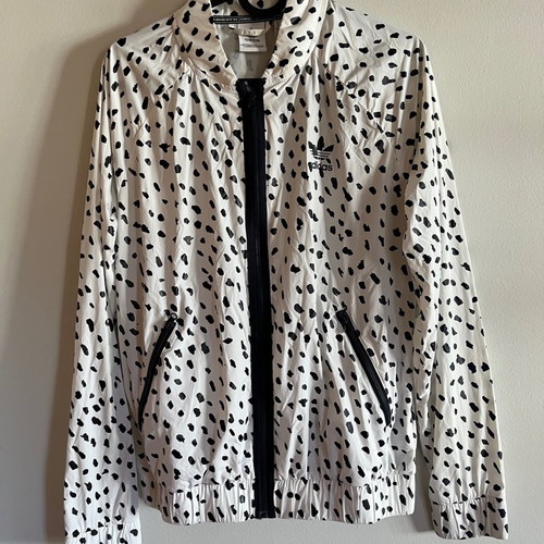 Adidas windbreaker jacket used, size S/M, white with pattern