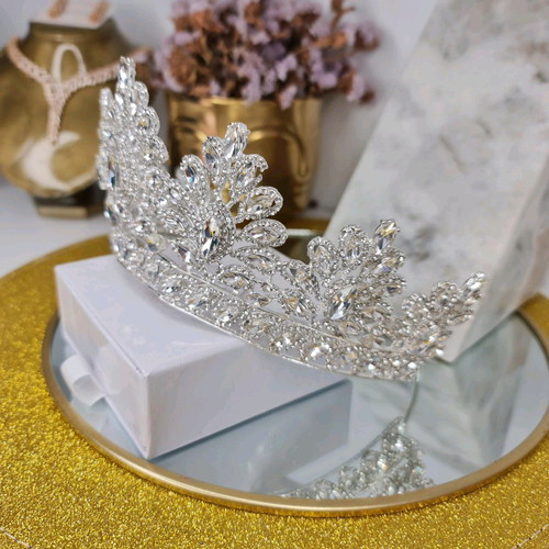 Bridal tiara new with crystals in silver tone