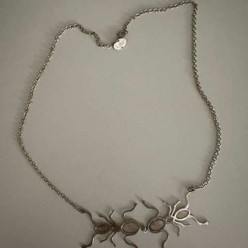 Vintage LAK 2000s statement necklace with ants silver tone, like new